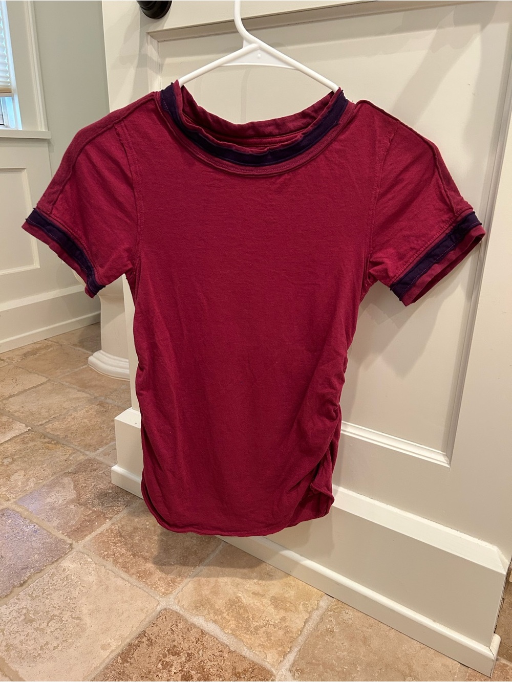 Free People Women’s Short Sleeve Crewneck Tee in Deep Berry